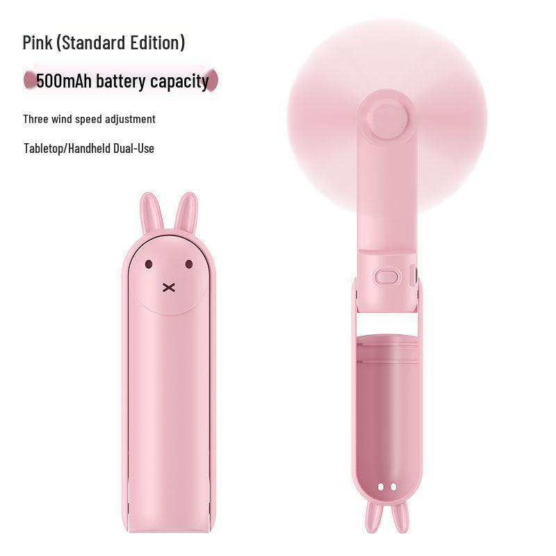 

USB Rechargeable Foldable Handheld Fan - Strong Wind, Silent, Compact, Portable Design for Outdoor Camping Includes charging cable and color box