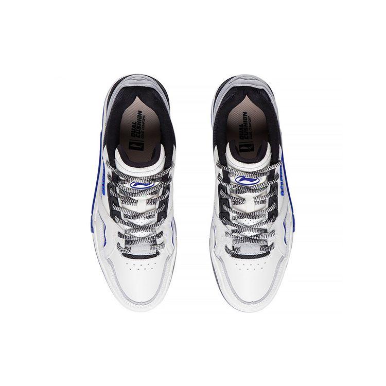 Li Ning 001 BTC SP Fabric Synthetic Leather Non-Slip Shock Absorbing Wear-Resistant Low-Top Skate Shoes Men sneakers White Blue AZGS091-1