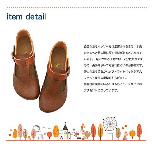 Joy Walker Women's T-Strap Shoes, Casual, Natural, Flats, Comfortable, Velcro Closure, Size 35, Black, Size 22.5cm, 136P