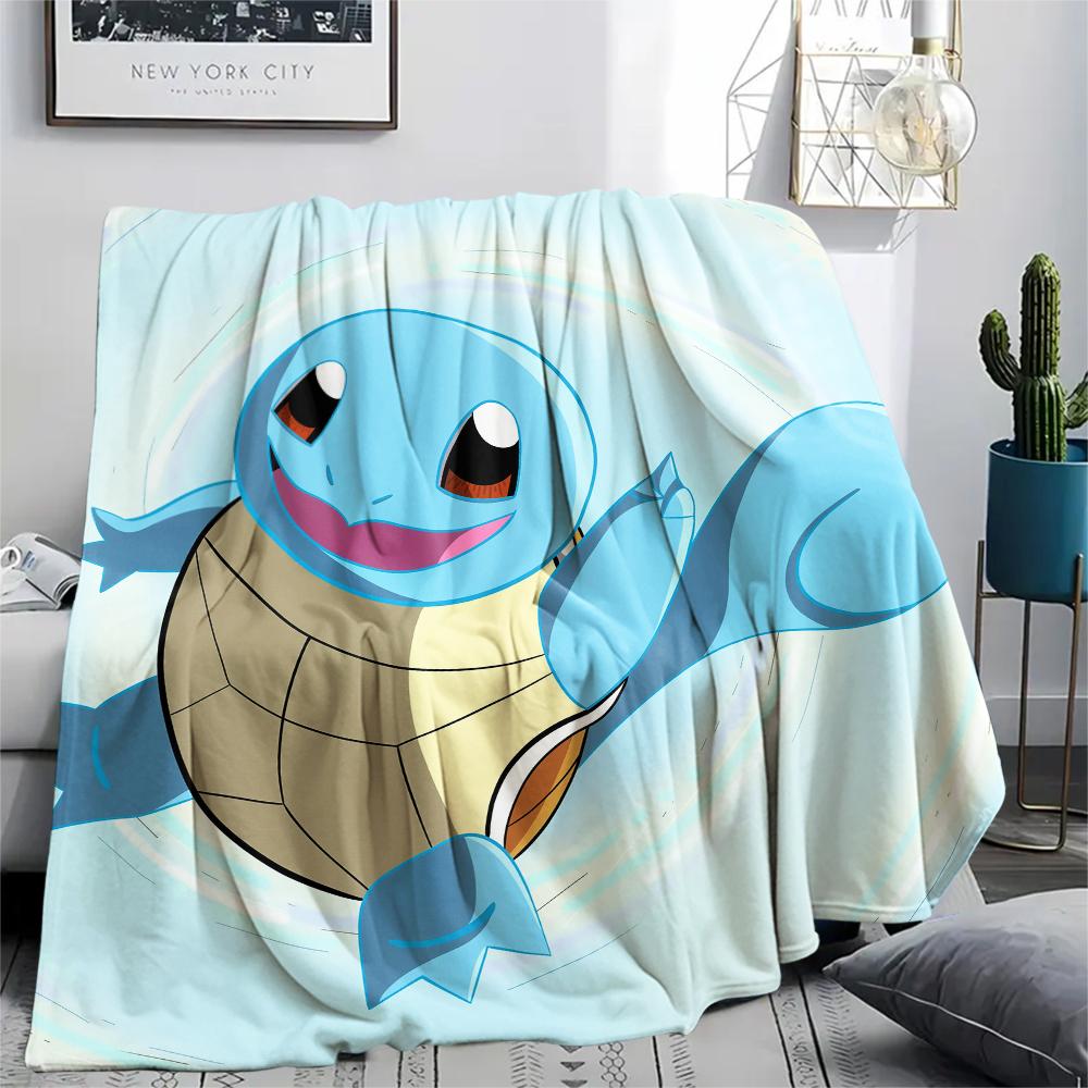Flanelová deka se vzorem kreslené postavičky Squirtle, Vysoká kvalita, Pohodlná pro všechna roční období, Domácí dekorace, Teplo a pohodlí, Perfektní pro dárky.