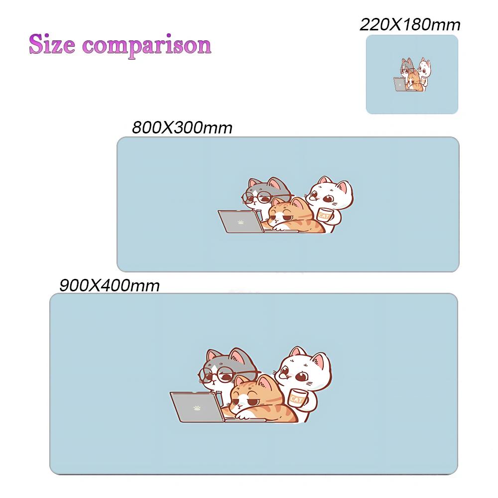 Cute Lazy Orange Cat Mouse Pad Large Computer Office Game Table Mat Rubber Anti-slip Stitched Keyboard Mats 90x40 XXL Desk Pads