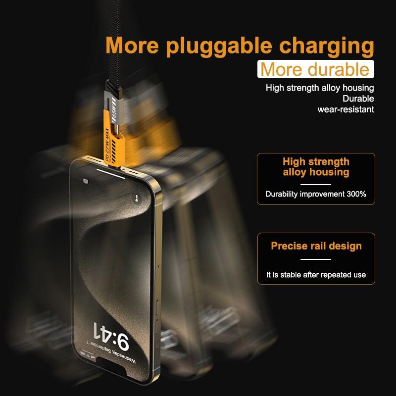 4 In 1 65W Fast Charging Usb Cable Type C Usb Micro For Iphone Samsung Huawei Xiaomi Multi Port Multiple Charging Wire