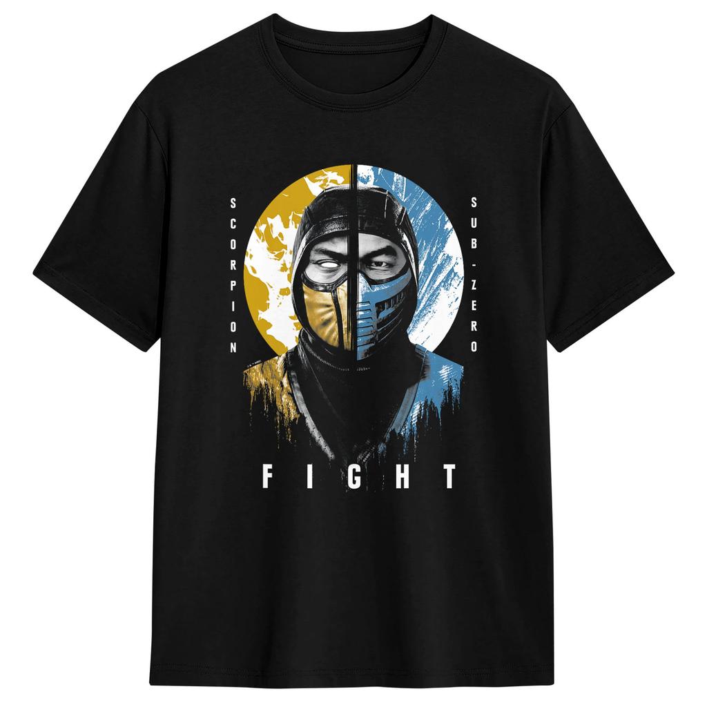 Klassic Scorpion Vs Sub Zero Fight Portrait Mortals Kombats T Shirt Popular T Shirts Short Sleeve Vintage Tops Plus Size Tees