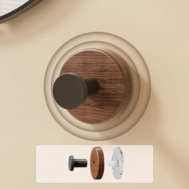 Holz Saug Haken Walnuss Schlüssel Deko Haken Tür Rückseite Kleidung Handtuch Aufhänger Schrank Schubladen Griff Wandmontiertes Aufbewahrungsregal