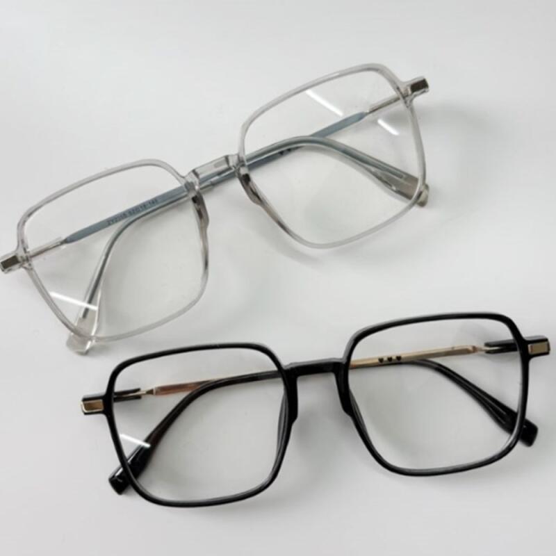 Retro square frame dragonfly thin horn-rimmed transparent glasses black