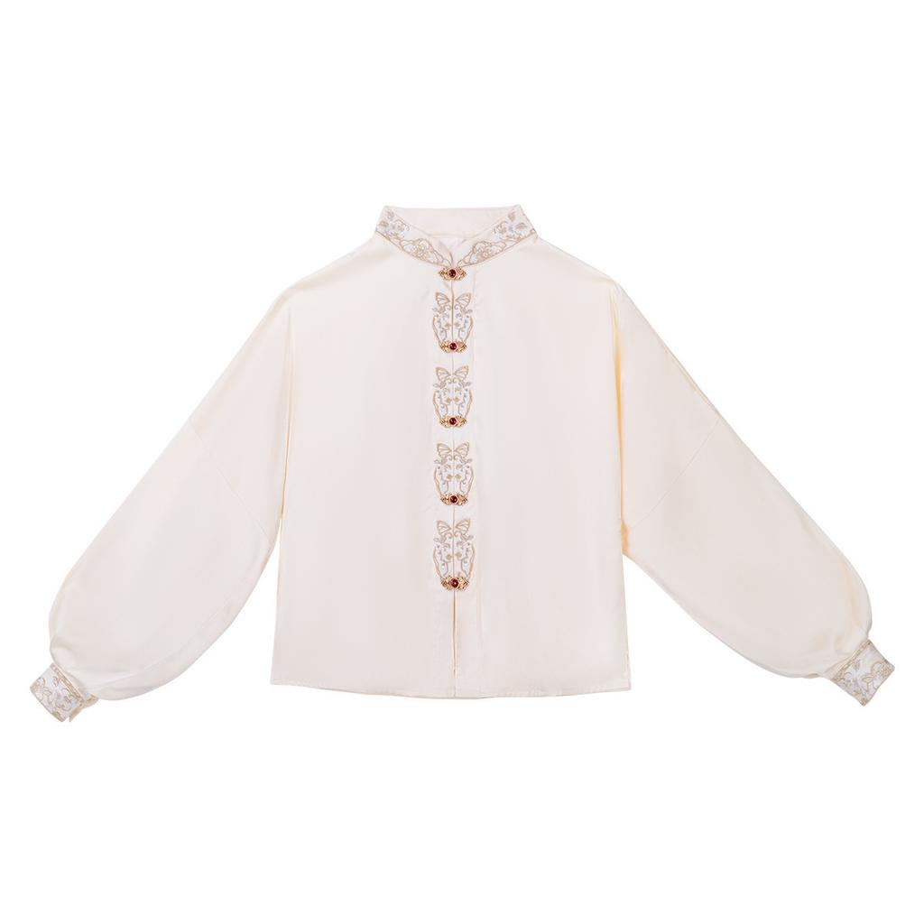 Yimengge Original Fengming Qu Hanfu Three-piece Set Women Chinese Style Improved Han Element Blouse Cloud Shoulder Horse Skirt Suit