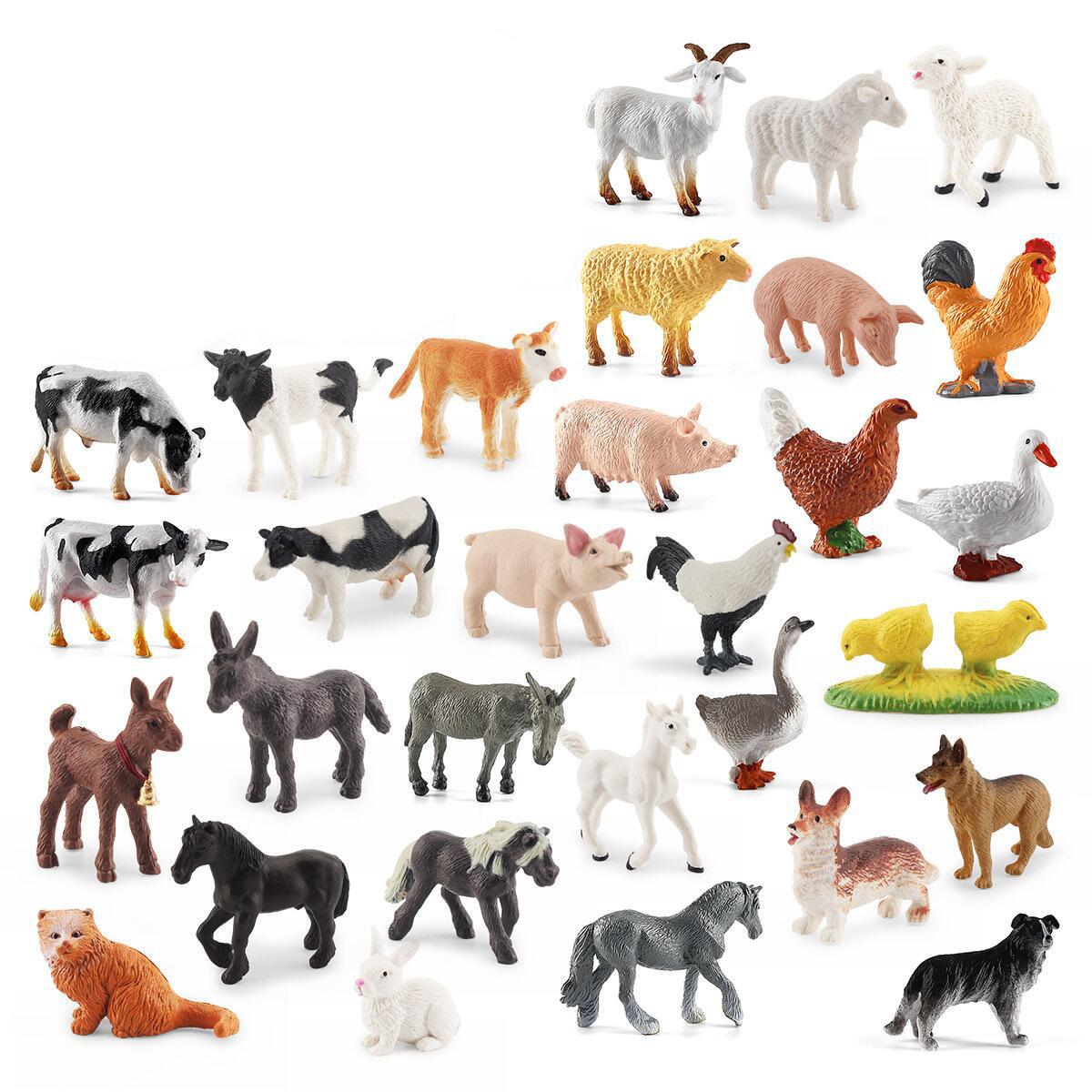 

Изысканная коллекция миниатюрных фермерских животных из 34 штук с аутентичными ПВХ-моделями курицы, утки, свиньи, собаки, кошки, коровы, овцы, лошади, осла StyleB