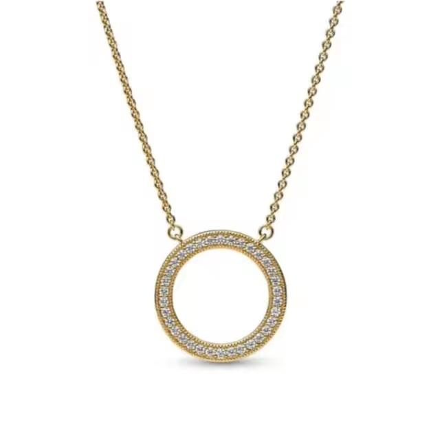 925 Silver Necklace Round Disk Pendant Fit Beads Charms DIY Jewelry Fine Gift For Women Trinkets
