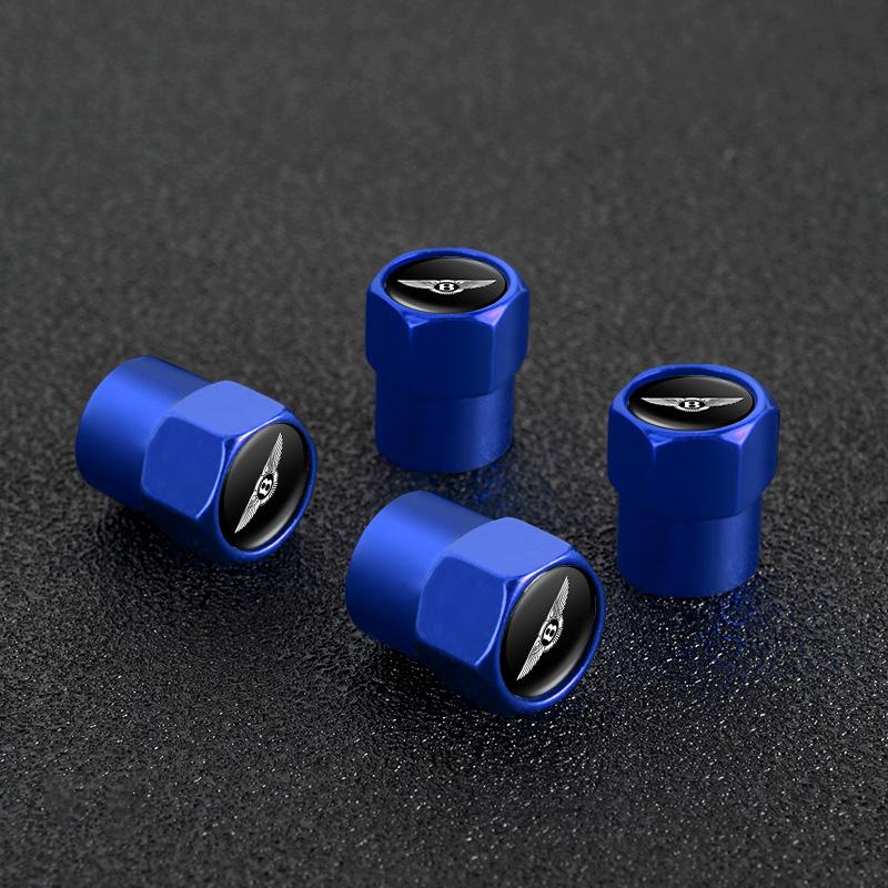 4Pcs Metal Car Wheel Tire Valve Stem Cover Dustproof Decorative Cap For New Bentley Flying Spur Continental GT Bentayga Mulsanne