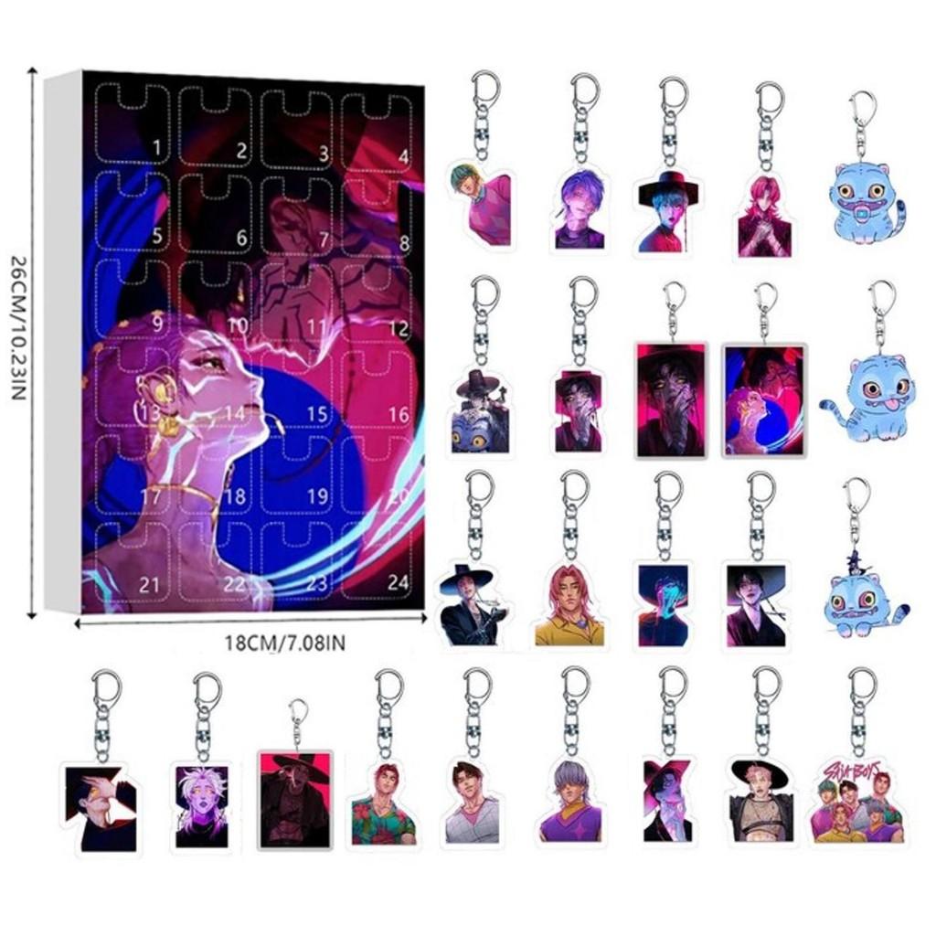 Kpop Demon Hunters Christmas Countdown Calendar With Acrylic Keychain Car Decor Gifts For Fans