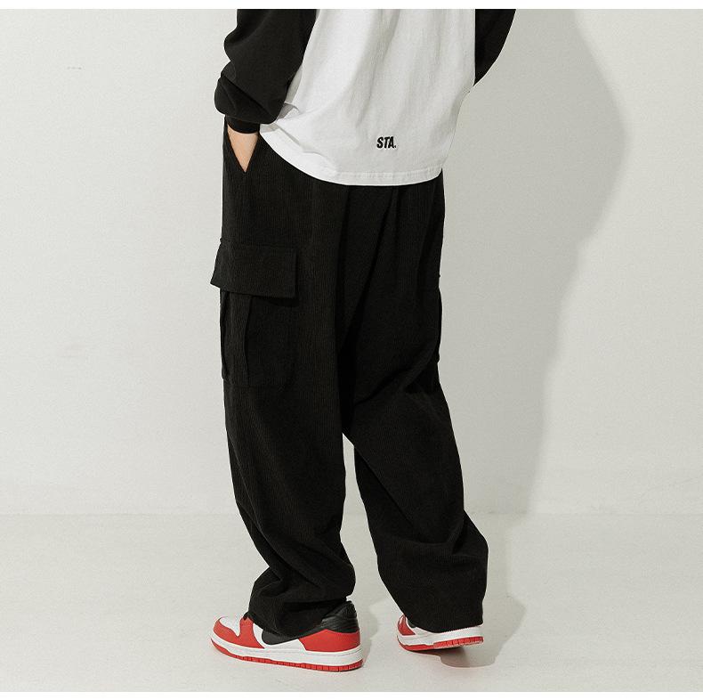 Men's 2026 Corduroy Multi-Pocket Cargo Pants - Autumn Casual Straight Loose Fit