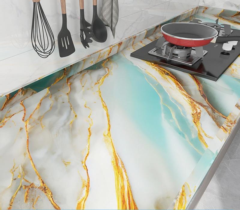 Self Adhesive Marble Vinyl Wallpaper for Kitchen Bathroom Livingroom Home Decoration Waterproof Wall Stickers Films 60x200cm