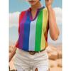 Summer Basic Shirt Top with Colorful Striped V-neck Shirt Blouses & Shirts