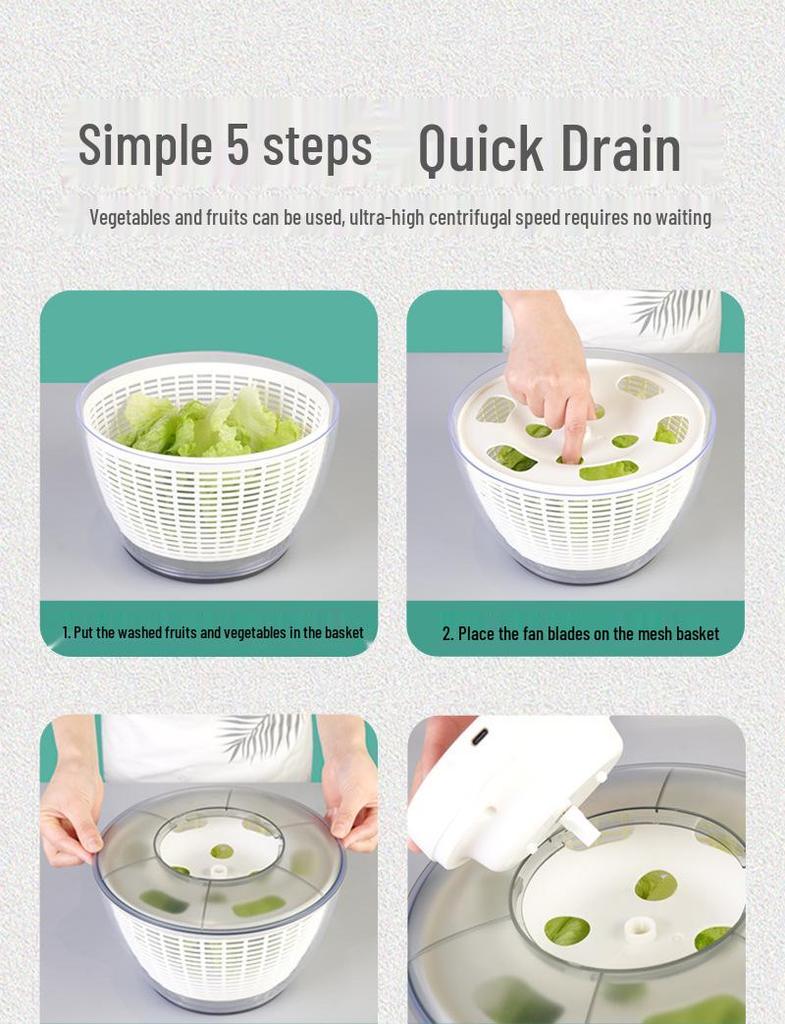 Premium Elektrischer Gemüse- & Obstschleuder: Multifunktionaler Salat-, Tomaten- und Salattrockner für gesunde Mahlzeiten