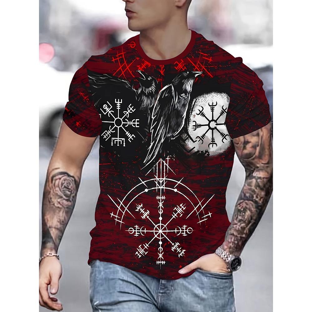 Egyptian Religious Style 3D Anubis Printed Men's Short-sleeved Shirt Outdoor Sports Men's Fitness T-shirt Street Fashion T-shirt