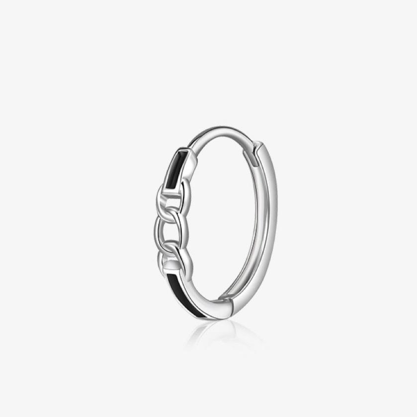 Men's Single Black Chain Hoop Earring with Cold Luxury Design