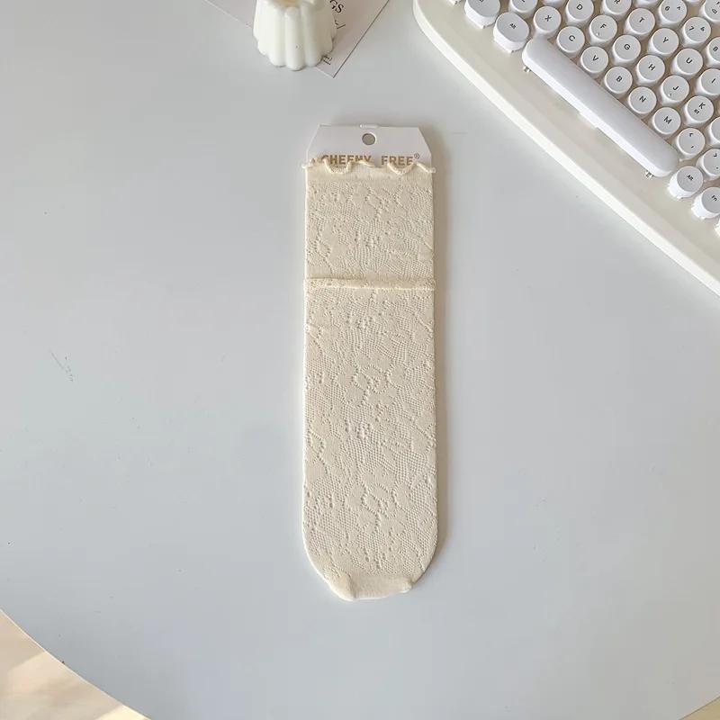 Summer Lace Hollow Out Socks Breathable Mesh Loose Long Socks Women Korean Fashion Thin Breathable Harajuku Vintage Crew Socks