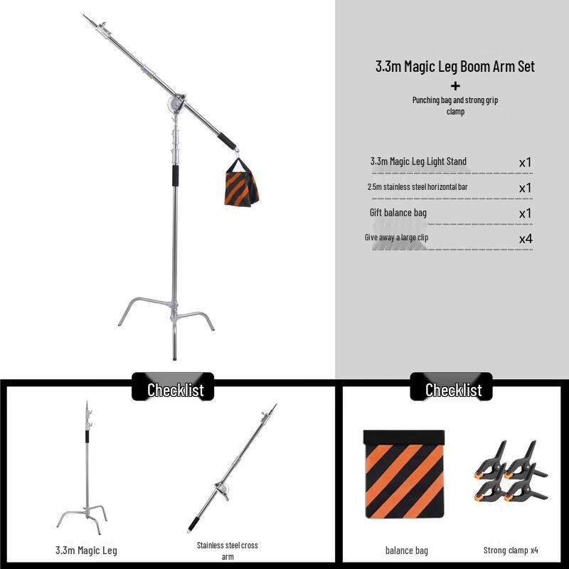 OLOEY Heavy Duty Photography C-Stand with 3.3m Boom Arm Kit