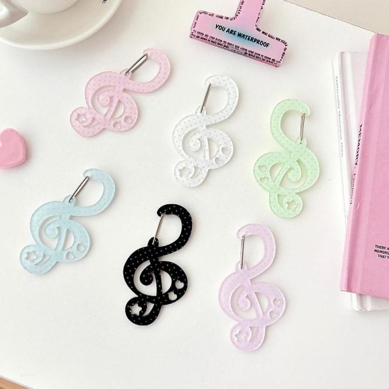 Polka Dot Musical Note Shape Carabiner Mountaineering Buckle Acrylic Candy Color Buckle Keychain Multipurpose Keyring Hook