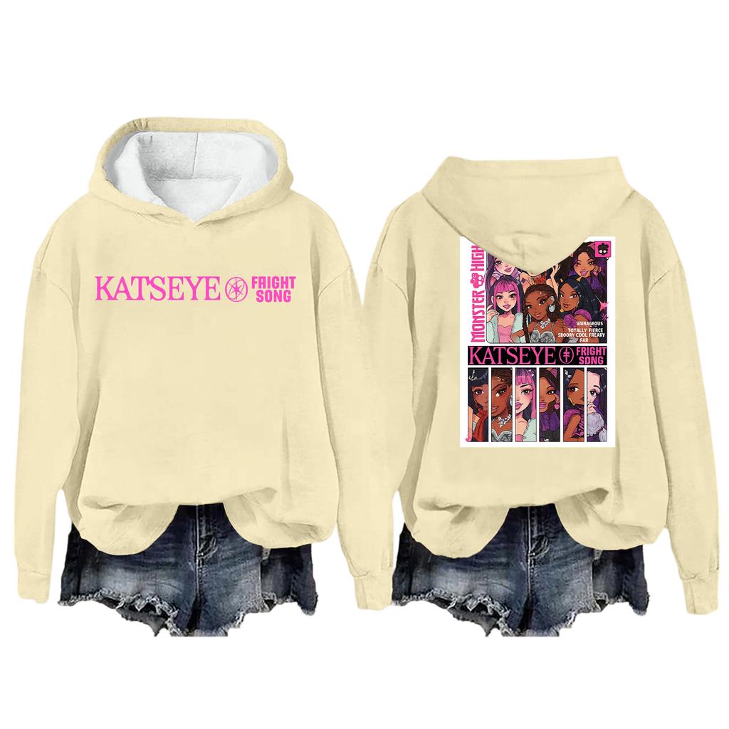 Mote Casual Langermet Løs Trykket Pullover Sport Langermet Hettegenser for Kvinner