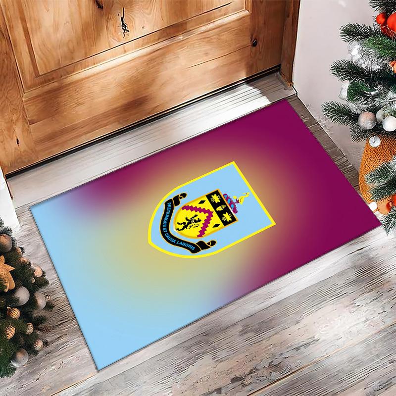 Burnley Football Print Crystal Velvet Rug, Comfortable Water Absorbent Non Slip Indoor Floor Carpet
