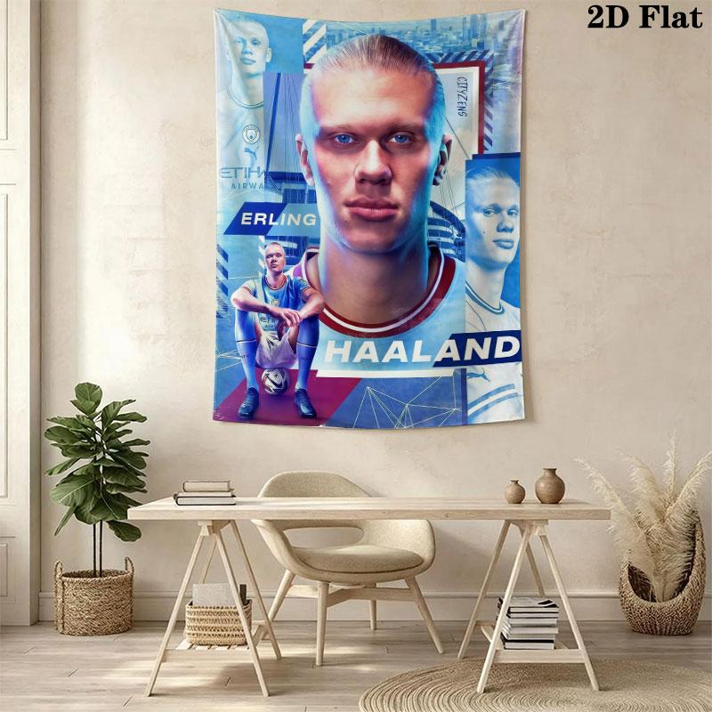 Erling Haaland Re Appeso a Parete Coperta in Tessuto Stampato Arazzi Decorativi per Camera da Letto Soggiorno Arredamento per la Casa