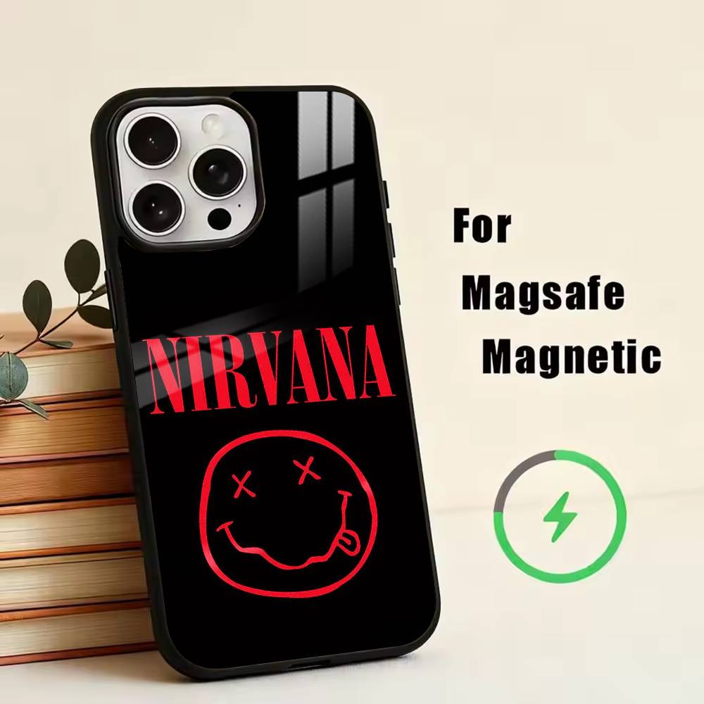 N-Nirvana  Phone Case For iPhone17,16,15,14,13,12,11 Plus,Pro Magnetic For Magsafe Wireless Charging