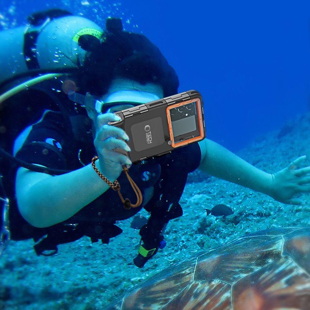 Tech-Protect Ipx8 Univerzální potápěcí vodotěsné pouzdro Černé/Oranžové