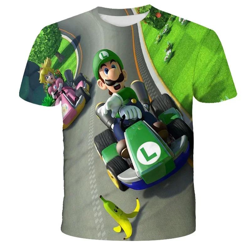 2025 MINISO Summer T-shirt  Super Mario Bros T-shirt Kids Harajuku Fashion Casual T-Shirt Boy Girls Polyester Boys Girls Short Sleeve