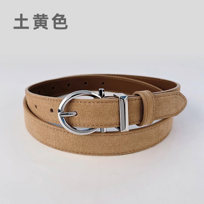 

Ремень из матовой коровьей кожи для женщин, декоративные повседневные брюки, джинсы, ремень из замши в стиле ретро Premium Sense 105cm