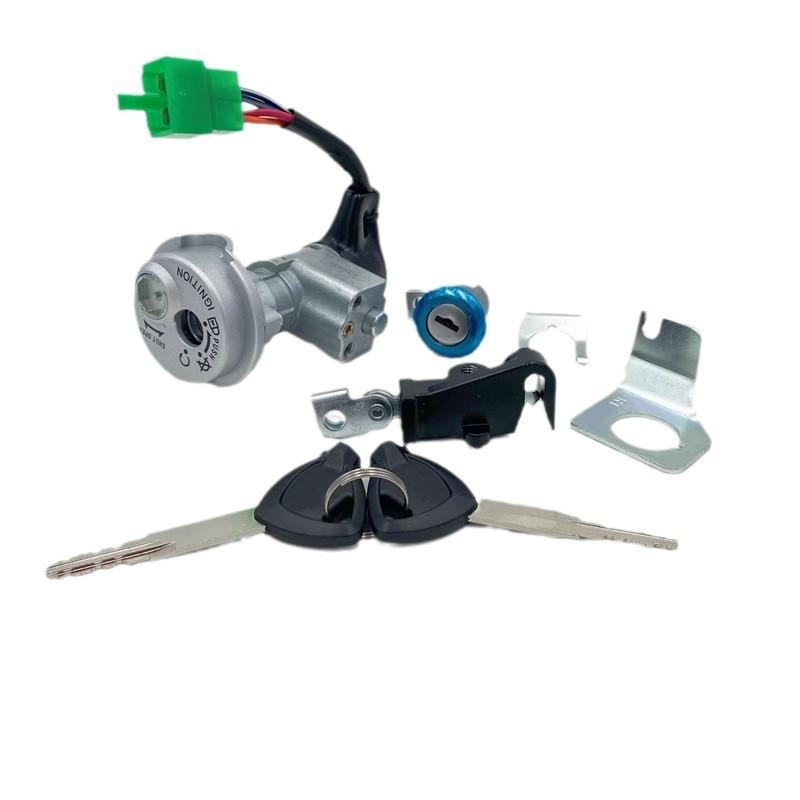 Xiandi HJ110-3-5 Motorcycle Lock Set: Door, Magnetic, Full Vehicle Lock, Ignition Switch, & Key.