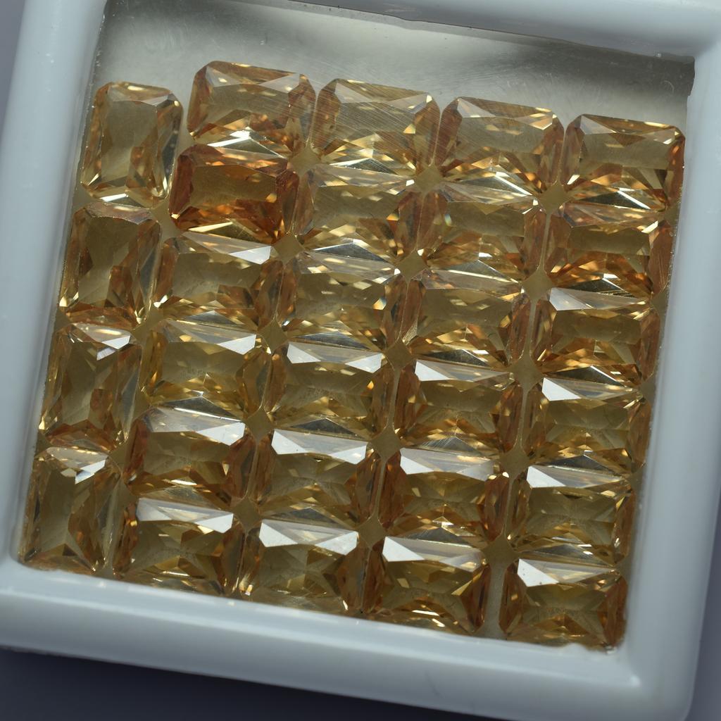 51 Pcs Lot Natural Peach Sapphire Emerald Cut 7x5mm Certified Loose Gemstones