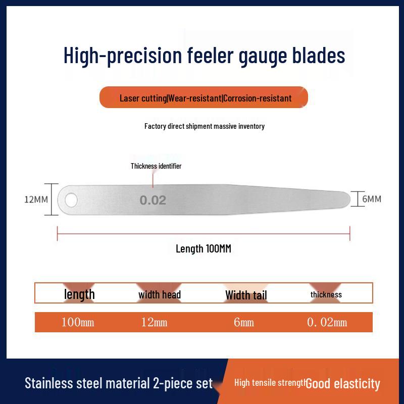 

High Precision Manganese Steel Feeler Gauge, 0.02-1.0mm, for Valve Clearance & Gap Measurement.