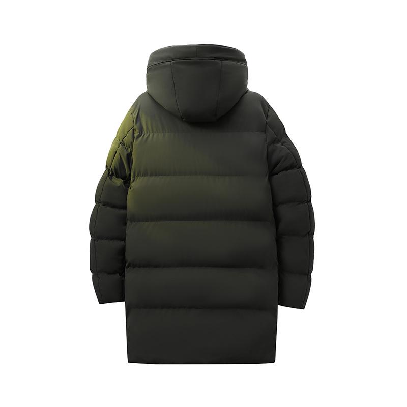 Men's Mid-Length Hooded Cotton Winter Jacket - Thick, Knee-Length, Warm, Teen Style