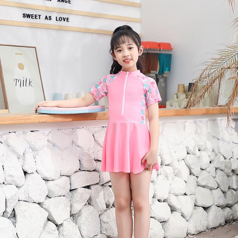 Girls' 2025 Cute Split Skirt Swimsuit: Medium & Large Kids' Professional Swimwear