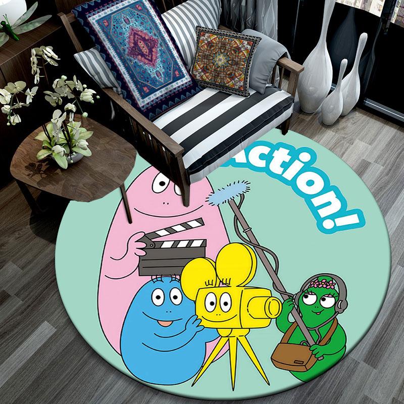 Barbapapa,Round Area Rug,Carpet Rug for Living Room Bedroom Sofa Playroom Decor,Non-slip Floor Mat