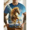 Colorful Creative Animals Horse Short Sleeved T-shirt Fashionable Comfortable Soft Breathable Large Loose Man T-shirt