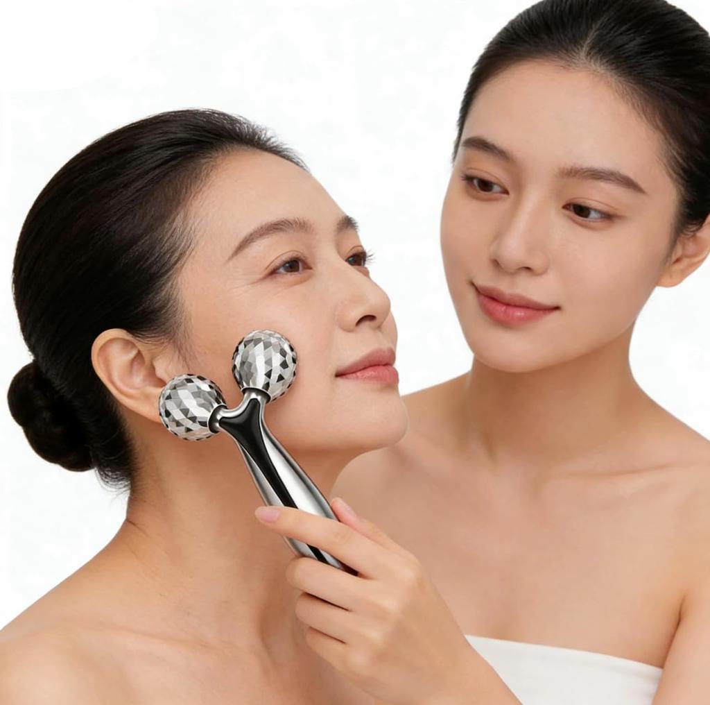 Beauty Roller Beauty Massage Face Slimming Solar 3D Diamond Birthday Gift 2-Piece Assortment Y-Shaped Roller, Roller, Roller, Microcurrent,