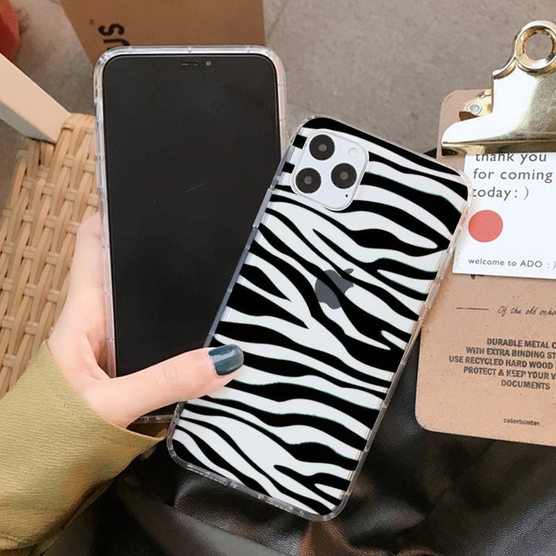 Cartoon Zebra Pattern Phone Case for iPhone 11 12 13 Mini Pro XS MAX 8 7 6 6S Plus X 5S SE 2020 XR Clear Case
