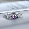 Silver Color Light Luxury Style Amethyst Dazzling Zircon Ring for Women's Girls Simple Fashion Adjustable Ring Jewelry Gifts
