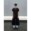 Blaeixit American Profile Original Cow Color Baggy Cropped Jeans Men's Loose Casual Black Wide Leg Shorts