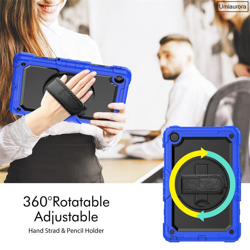 For Lenovo Tab M10 Plus 10.6" TB128FU 3rd Gen 10.1 Inch TB328FU X306F X606F Shockproof Rugged Tablet Case Hand Strap Stand Funda
