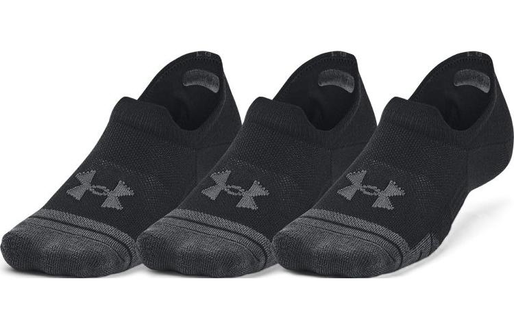 Under Armour Performance Tech No Show Socks Unisex 3 Pack Black 1379502-001 L