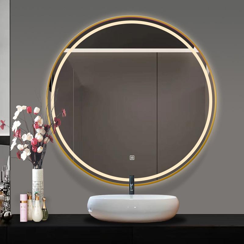Round LED Bathroom Vanity Mirror with Frame, Anti-Fog, Wall-Mounted