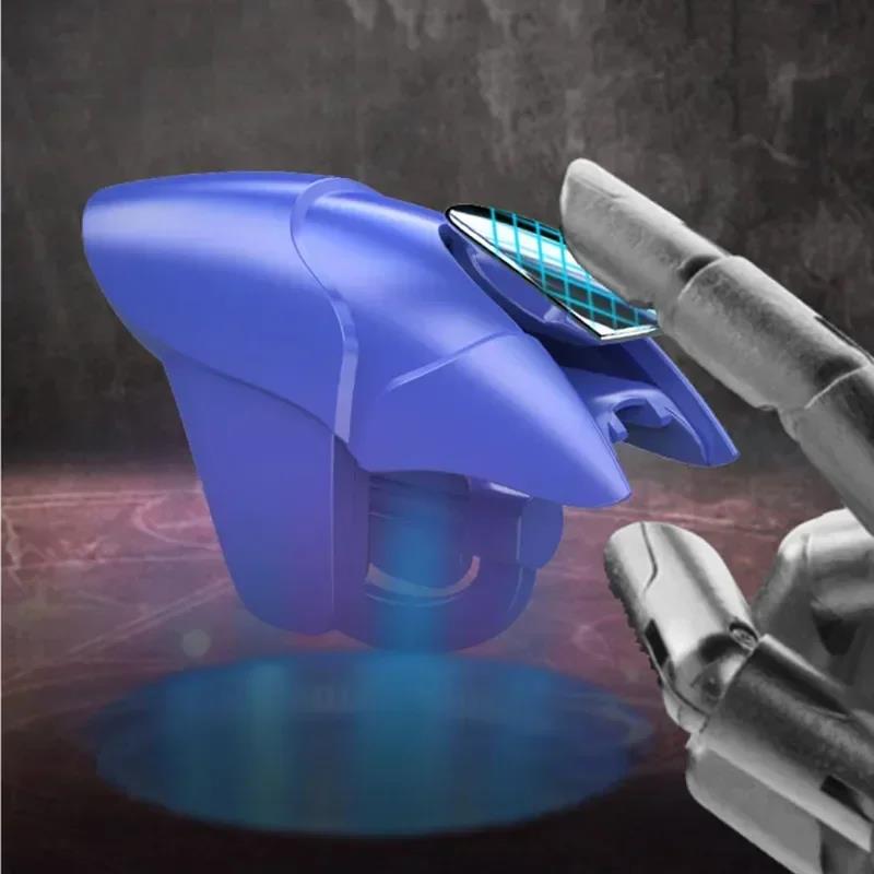 2Pcs Mobile Phone 4 Finger Game Trigger For PUBG Aim Shooting L1R1 ABS Key Button Blue Shark For IPhone Android Gamepad Joystick 5