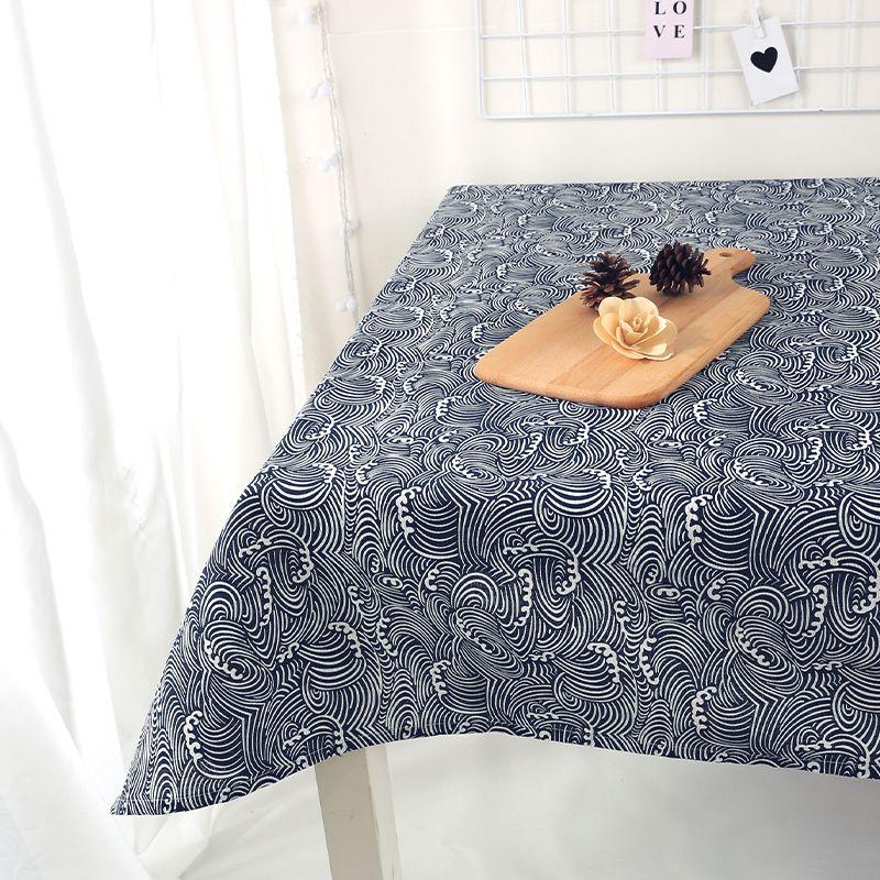 

Japanese Style Japanese Style Ins Retro Tablecloth Cotton Linen Chinese Style Study Bedroom Desk Dining Table Tea Table Cloth Cover Table Fabric Wind waves 80*120cm (dormitory desk commonly used)