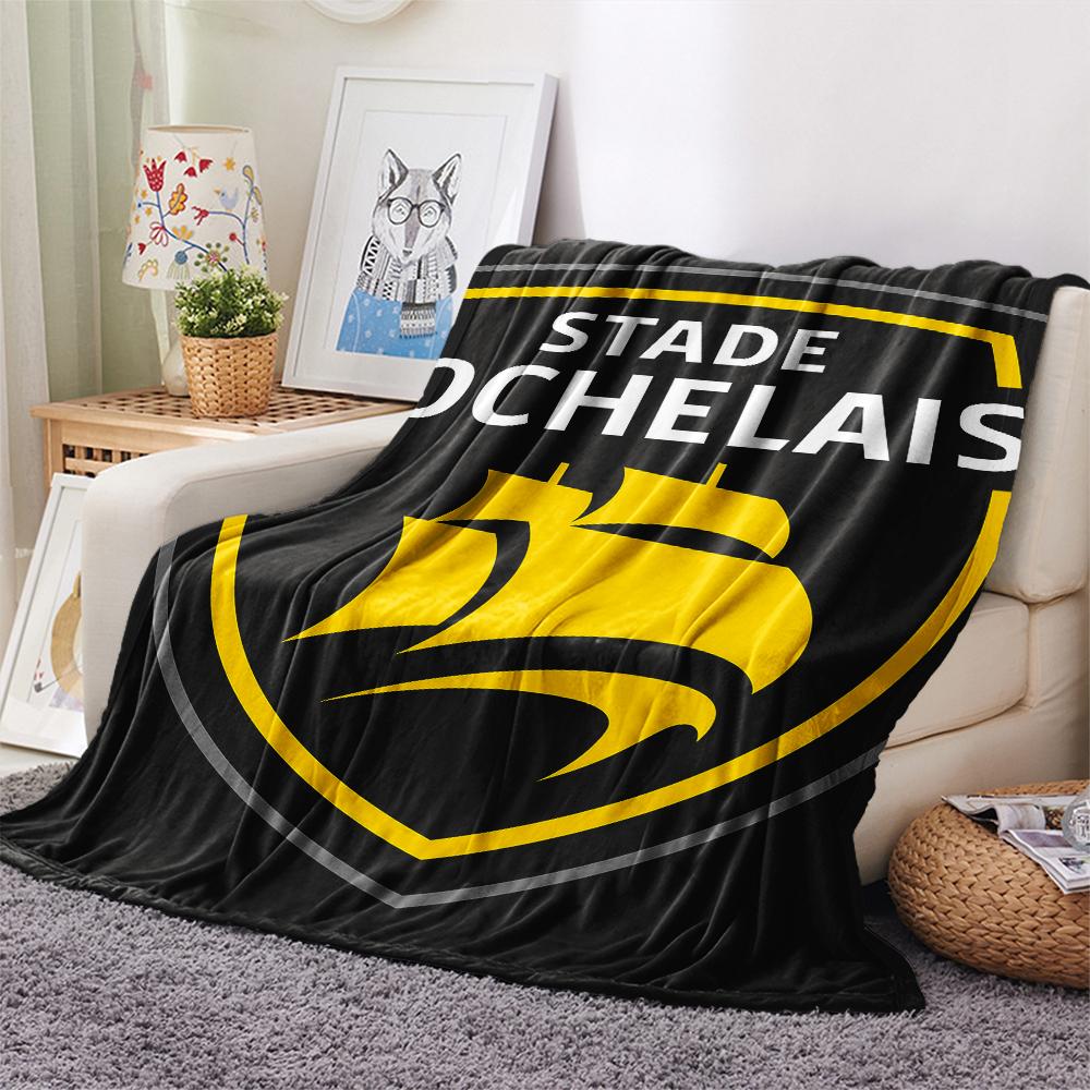 1PC Stade Rochelais 1 Print Flannel Blanket, High Quality Comfortable for All Seasons, Home Decor, Warmth and Comfort, Perfect for Christmas Gifts