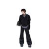 Men's Spring Autumn New Korean Style Niche Stylish Design Fake Two-Piece Spliced Sweatshirt Solid Color Versatile Loose Top