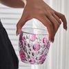 Rainbow Sheen Hand-Painted Glass Cup - Bling Design for Summer