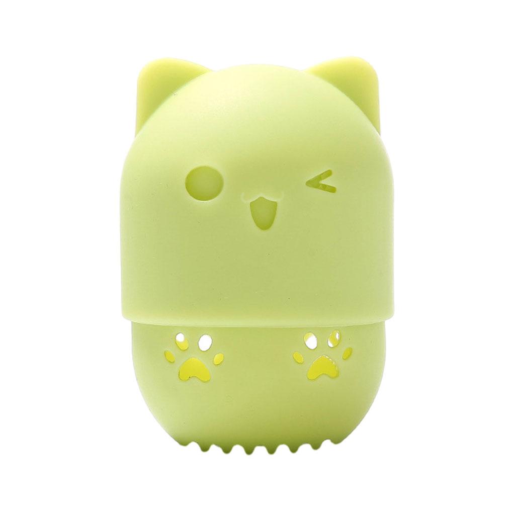 

Clean And Hygienic Silicone Cat Makeup Sponges Storage Box Sponges Safe Simple Silica Gel Cat Shaped Sponge Holder, yellow